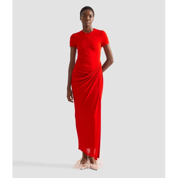 Erdem Fluid Crepe Jersey Short Sleeve Midi Dress, view 6