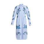 Erdem Stripe Poplin Long Sleeve Midi Shirt Dress