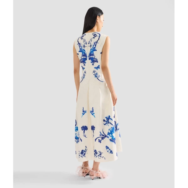 Erdem Textured Satin Sleeveless Midi Dress, view 2