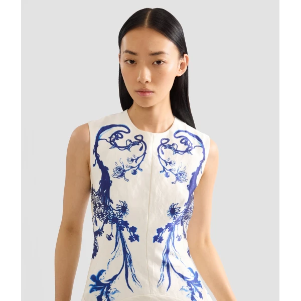 Erdem Textured Satin Sleeveless Midi Dress, view 5