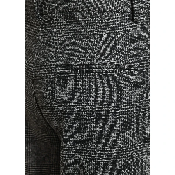 Essentiel Antwerp Black and grey checked wide-leg pants with twisted seam detail, view 6