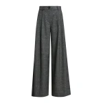 Essentiel Antwerp Black and grey checked wide-leg pants with twisted seam detail