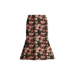 Essentiel Antwerp Black and multicolor floral jacquard mermaid midi skirt