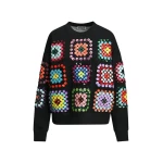 Essentiel Antwerp Black and multicolor geometric floral-embellished sweatshirt Top