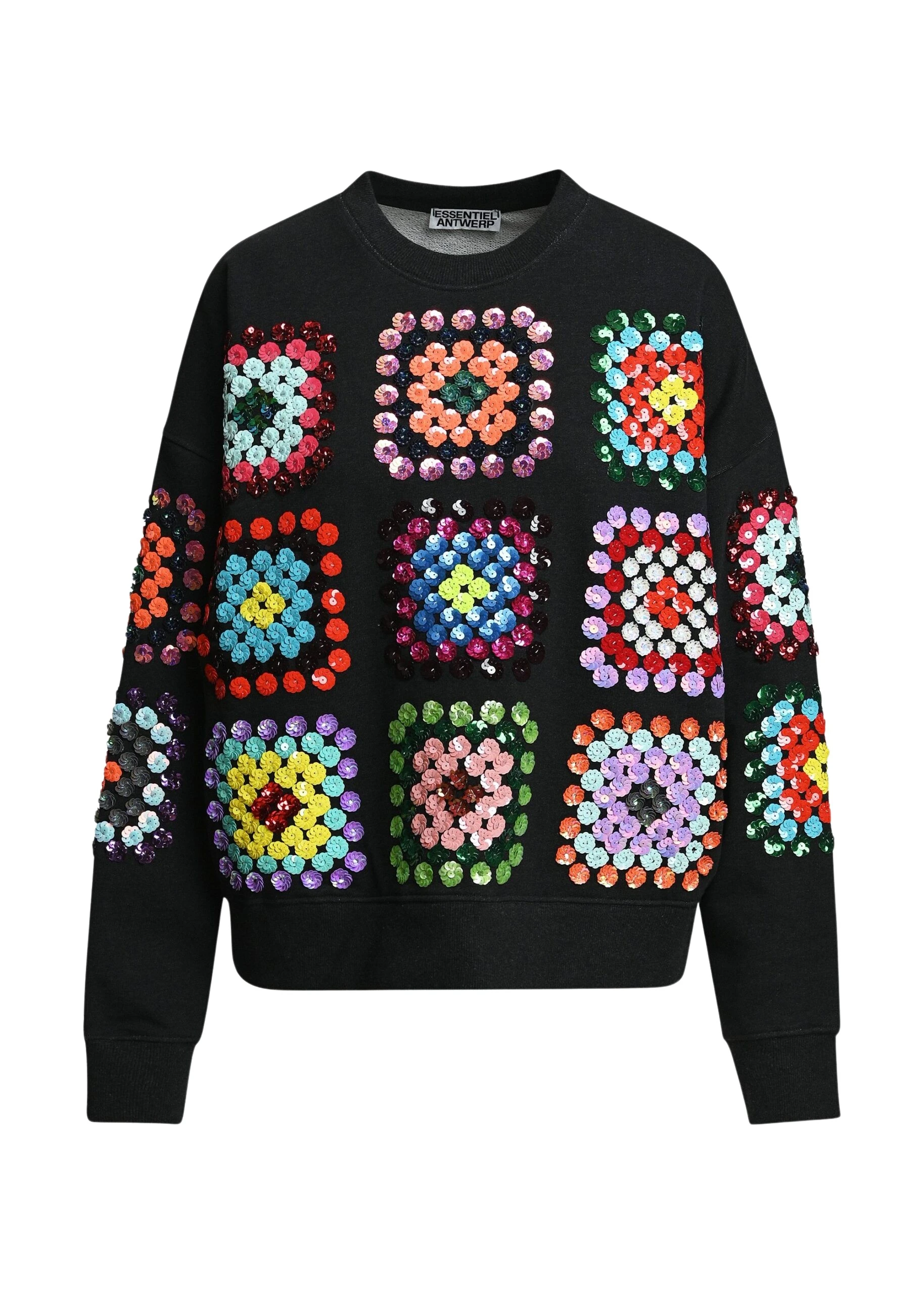 Essentiel-Antwerp-Black-and-multicolor-geometric-floral-embellished-sweatshirt-scaled98031_nobg Essentiel Antwerp Black and multicolor geometric floral-embellished sweatshirt Top