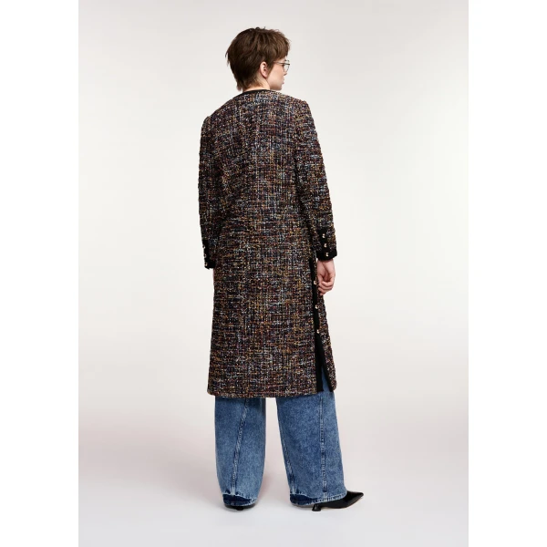 Essentiel Antwerp Black and multicolor quilted coat with patch pockets, view 5
