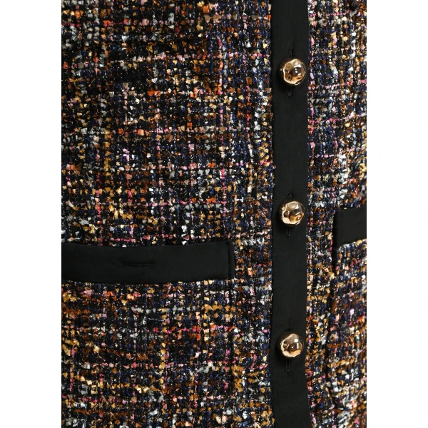 Essentiel Antwerp Black and multicolor quilted coat with patch pockets, view 6