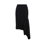 Essentiel Antwerp Black draped asymmetrical midi skirt