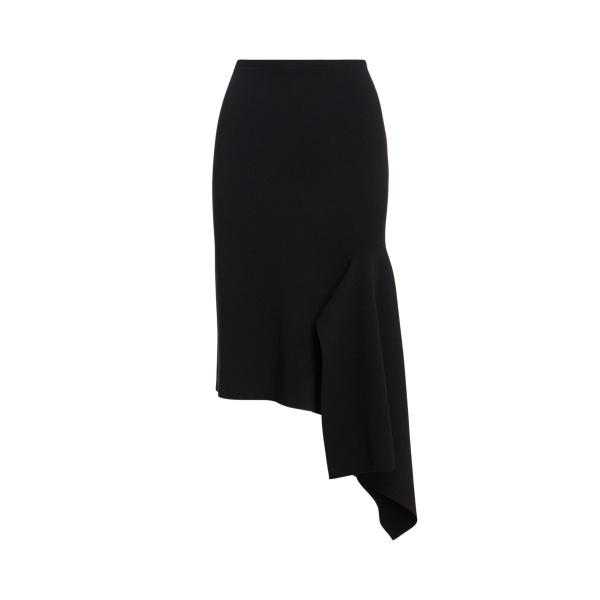 Essentiel Antwerp Black draped asymmetrical midi skirt