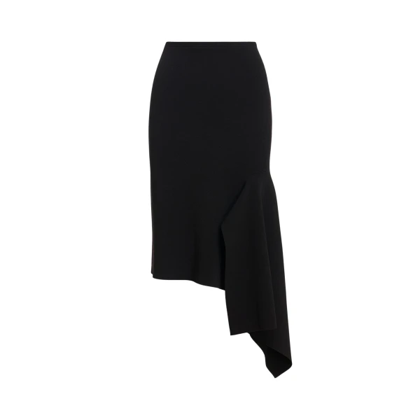Essentiel Antwerp Black draped asymmetrical midi skirt