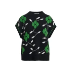Essentiel Antwerp Black, green and white floral-intarsia sleeveless sweater