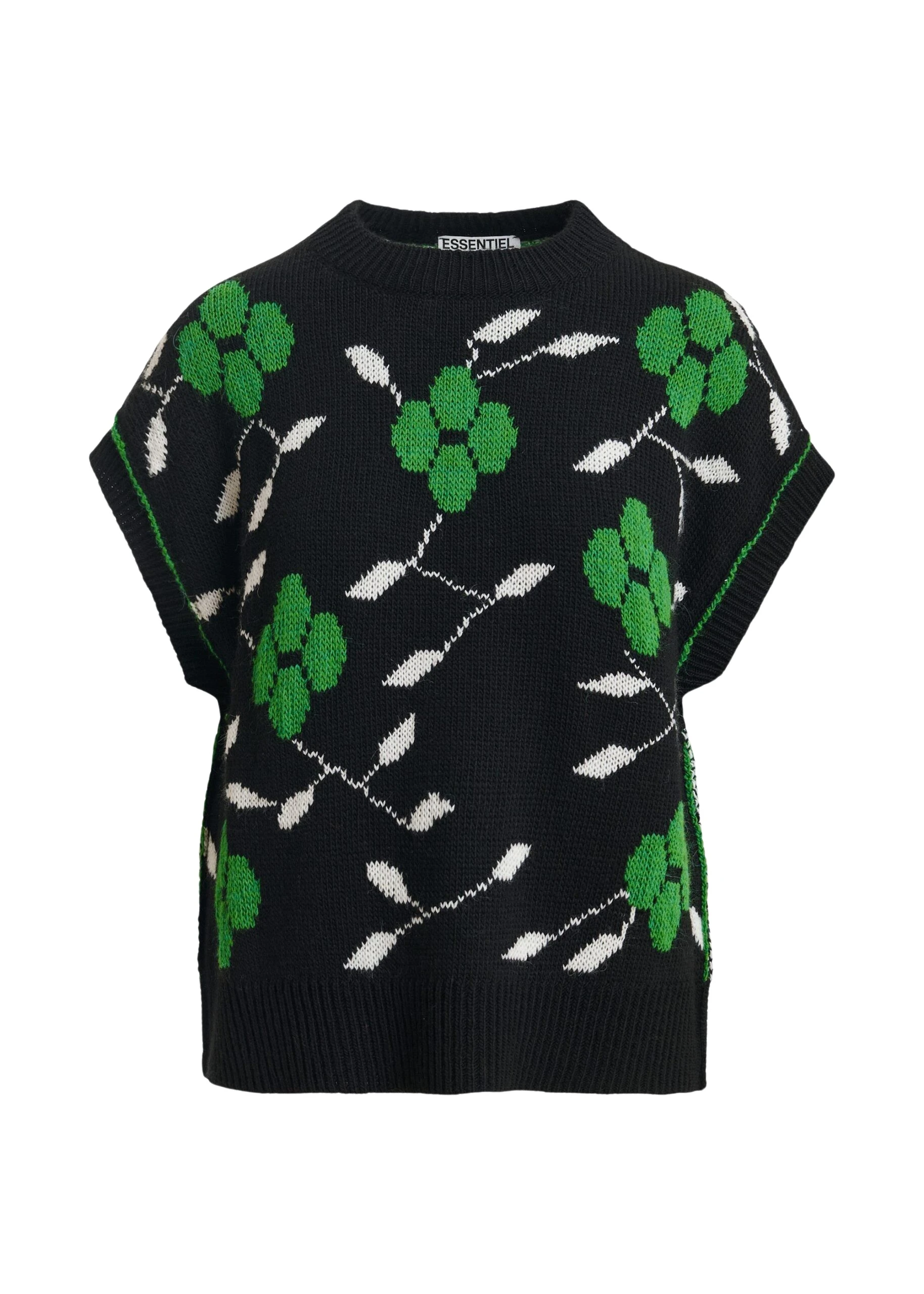 Essentiel-Antwerp-Black-green-and-white-floral-intarsia-sleeveless-sweater-scaled47349_nobg Essentiel Antwerp Black, green and white floral-intarsia sleeveless sweater