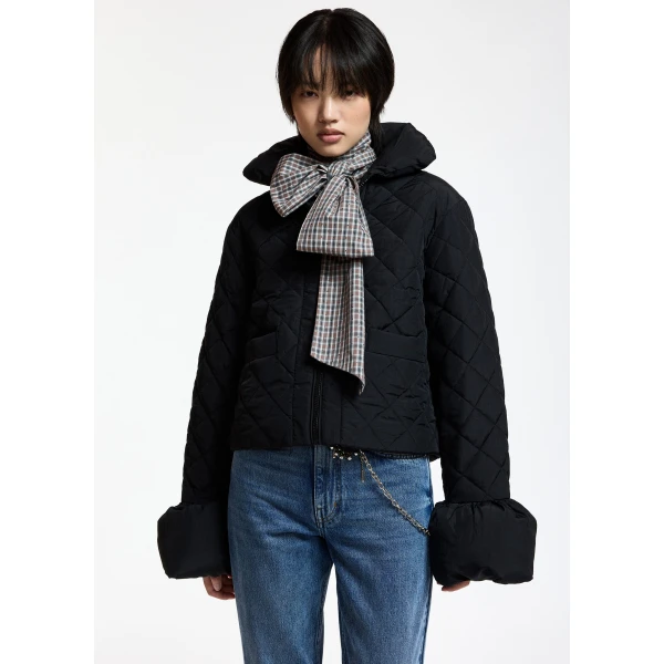 Essentiel Antwerp Black quilted padded jacket, view 2