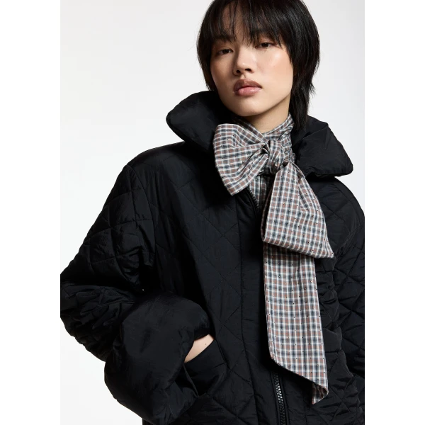 Essentiel Antwerp Black quilted padded jacket, view 4