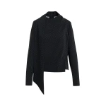 Essentiel Antwerp Black rhinestone-embellished draped top