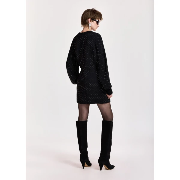 Essentiel Antwerp Black rhinestone-embellished mini dress, view 5