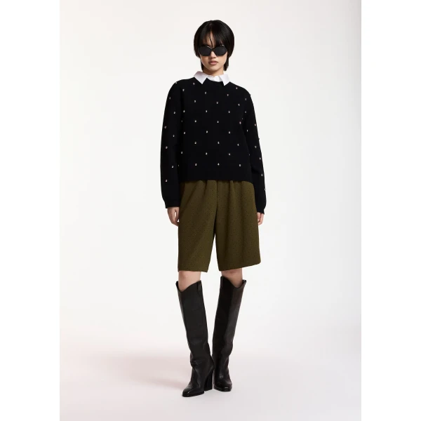 Essentiel Antwerp Black stud-embellished sweatshirt Knit, view 4
