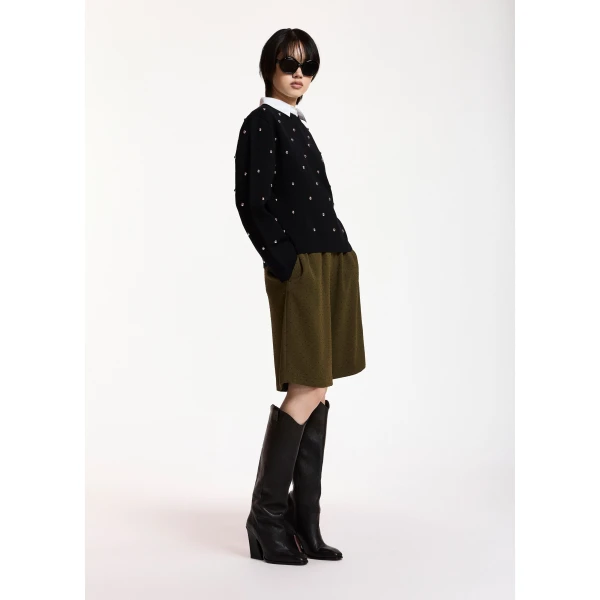 Essentiel Antwerp Black stud-embellished sweatshirt Knit, view 5