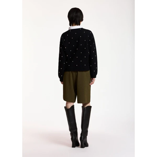 Essentiel Antwerp Black stud-embellished sweatshirt Knit, view 6