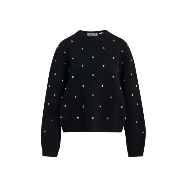 Essentiel Antwerp Black stud-embellished sweatshirt Knit