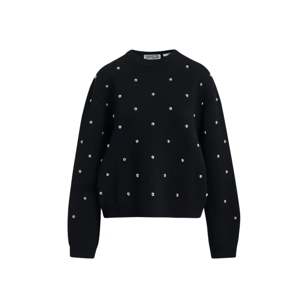 Essentiel Antwerp Black stud-embellished sweatshirt Knit