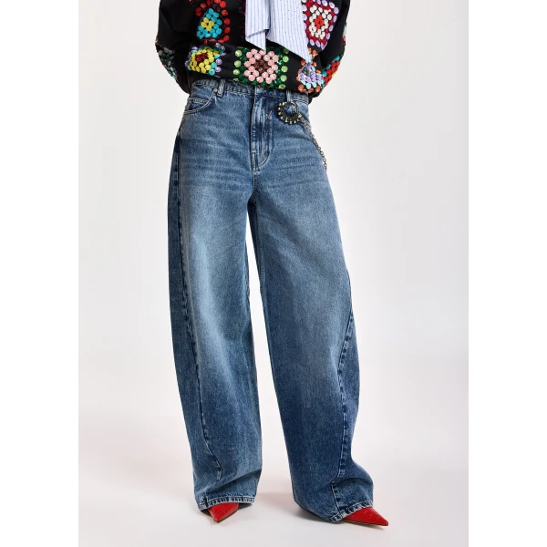 Essentiel Antwerp Blue cotton barrel-leg jeans, view 3
