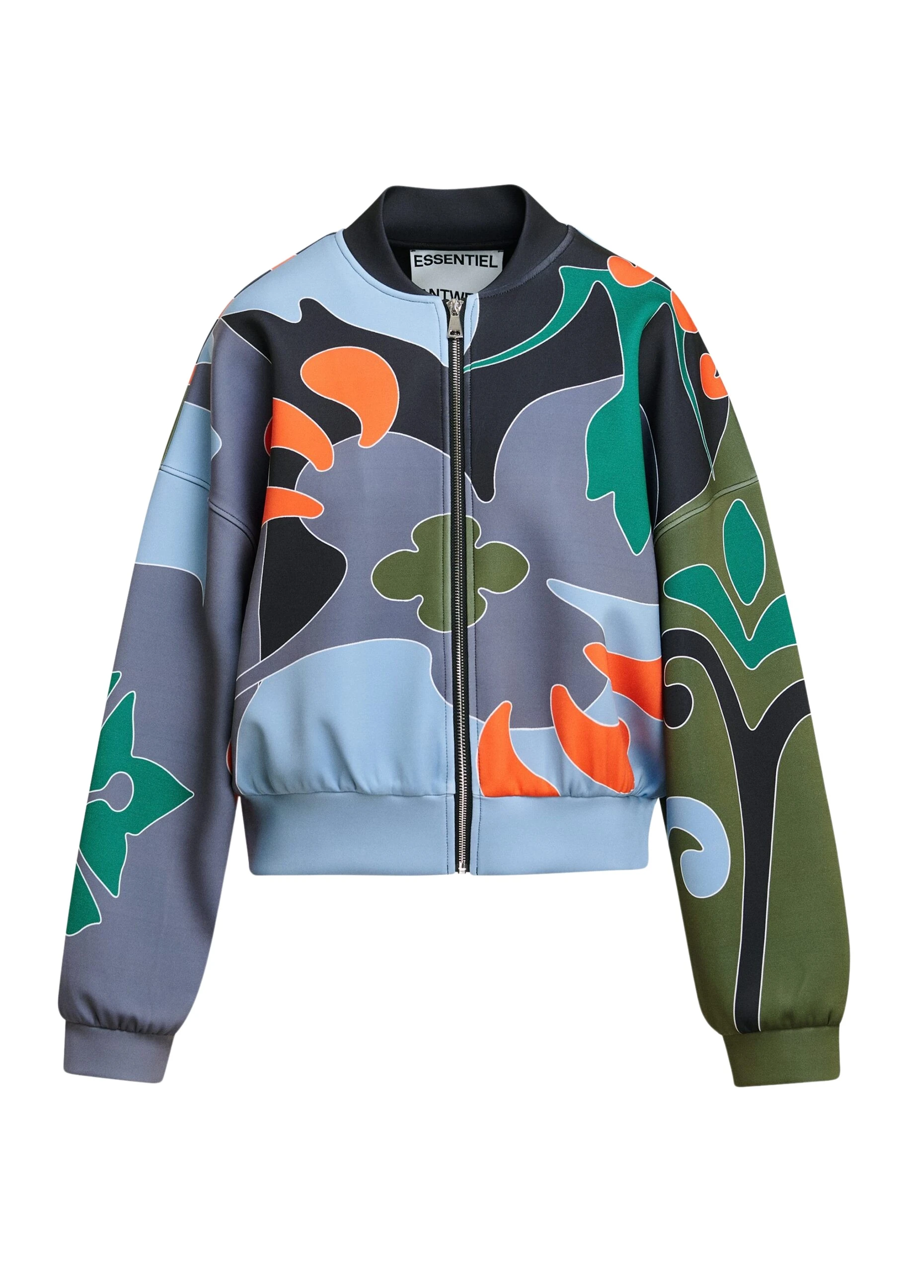 Essentiel-Antwerp-Blue-khaki-and-dark-grey-abstract-floral-print-cropped-bomber-jacket-scaled90730_nobg Essentiel Antwerp Blue, khaki and dark grey abstract floral-print cropped bomber jacket