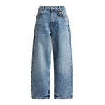 Essentiel Antwerp Blue organic cotton straight-leg jeans with detachable chain