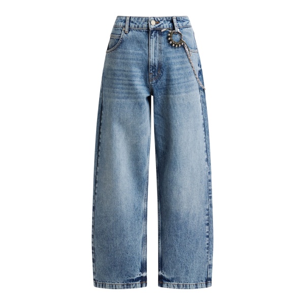 Essentiel Antwerp Blue organic cotton straight-leg jeans with detachable chain