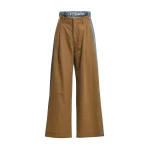 Essentiel Antwerp Brown and blue dual-fabric wide-leg pants