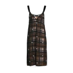 Essentiel Antwerp Brown, black and ecru mesh slip dress with floral embellishments