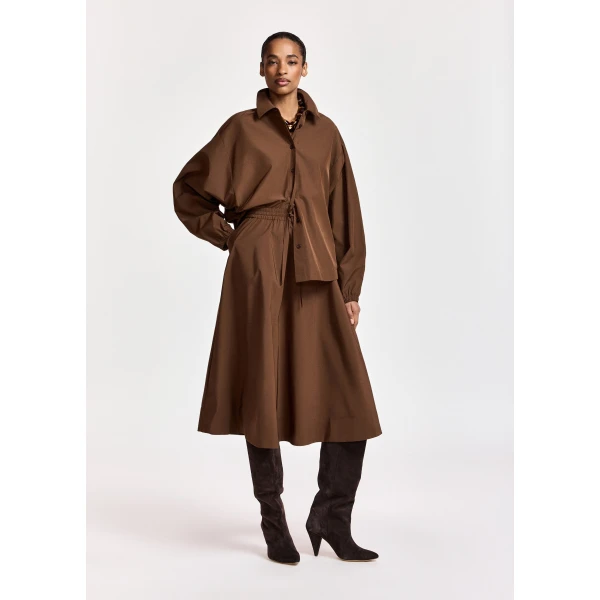 Essentiel Antwerp Brown oversized shirt with voluminous sleeves, view 3