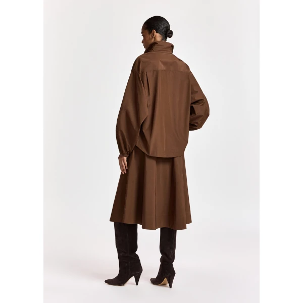 Essentiel Antwerp Brown oversized shirt with voluminous sleeves, view 4