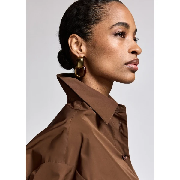 Essentiel Antwerp Brown oversized shirt with voluminous sleeves, view 6