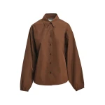 Essentiel Antwerp Brown oversized shirt with voluminous sleeves