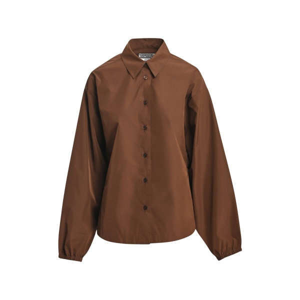 Essentiel Antwerp Brown oversized shirt with voluminous sleeves