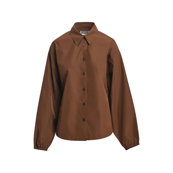 Essentiel Antwerp Brown oversized shirt with voluminous sleeves