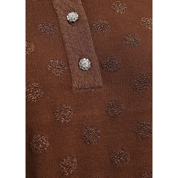 Essentiel Antwerp Brown polka-dot jacquard knit polo, view 6