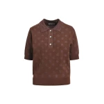 Essentiel Antwerp Brown polka-dot jacquard knit polo