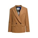 Essentiel Antwerp Camel double-breasted blazer with underarm zip detail