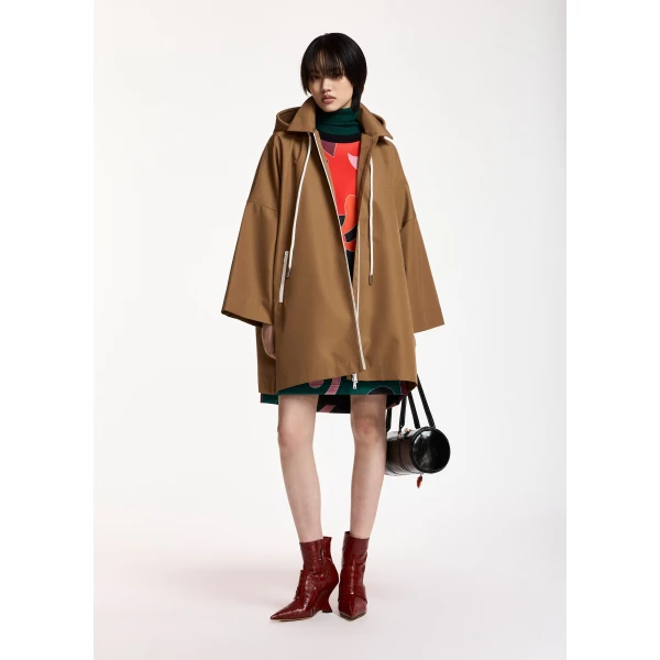 Essentiel Antwerp Camel oversized hooded rain coat, view 2