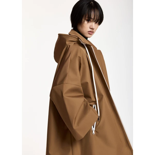 Essentiel Antwerp Camel oversized hooded rain coat, view 3