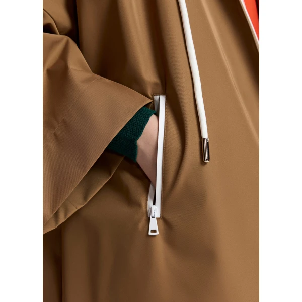 Essentiel Antwerp Camel oversized hooded rain coat, view 4
