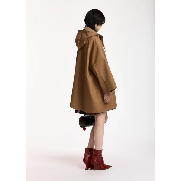 Essentiel Antwerp Camel oversized hooded rain coat, view 5