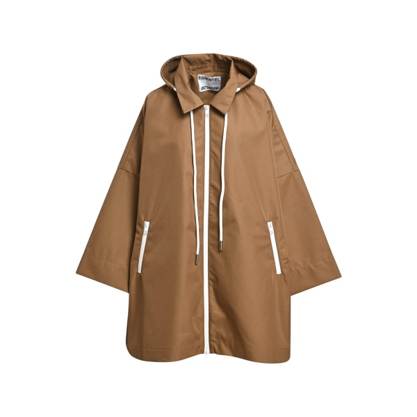 Essentiel Antwerp Camel oversized hooded rain coat