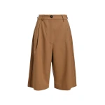 Essentiel Antwerp Camel pleated wide-leg bermuda pants