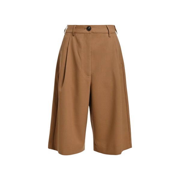 Essentiel Antwerp Camel pleated wide-leg bermuda pants
