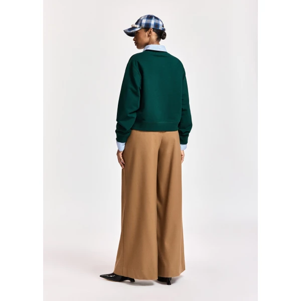 Essentiel Antwerp Camel wide-leg pants with twisted seam detail, view 6