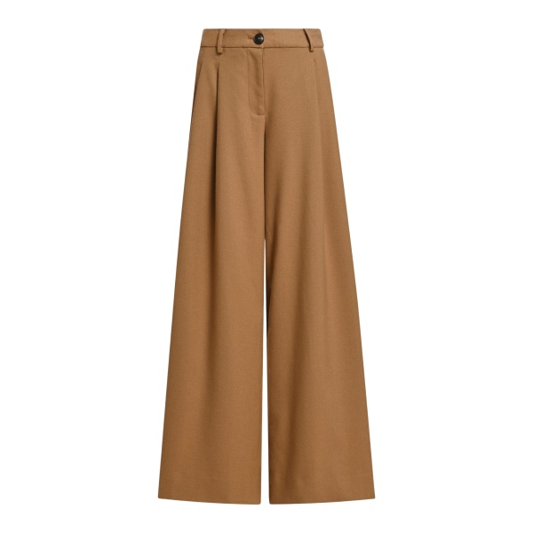 Essentiel Antwerp Camel wide-leg pants with twisted seam detail