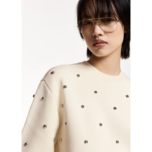 Essentiel Antwerp Cream stud-embellished sweatshirt Knit, view 2
